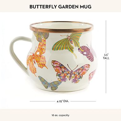 Enamel Mug Butterfly Garden Coffee Tea Drinkware— Mother's Day Gift