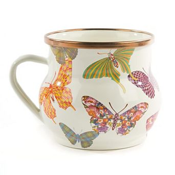 Enamel Mug Butterfly Garden Coffee Tea Drinkware— Mother's Day Gift