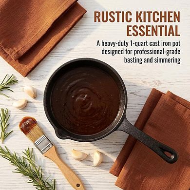 Cast Iron Basting Pot Heavy Duty, Oven & Grill Safe, Multipurpose