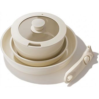 Ceramic Nonstick Cookware Set, Non-Toxic, Detachable Handle, Induction Ready