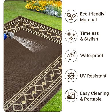 Outdoor Rug Patio Rugs Modern Bordered Reversible Mat