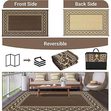 Outdoor Rug Patio Rugs Modern Bordered Reversible Mat