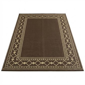 Outdoor Rug Patio Rugs Modern Bordered Reversible Mat