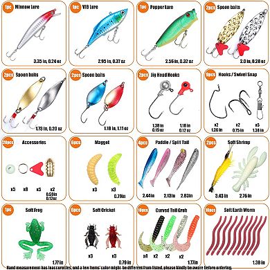 79pcs Fishing Lures Tackle Box Crankbaits Spoon Hooks Kit