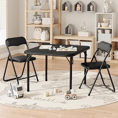 3-Piece Square Folding Card Table and Chairs Set for Kids, Portable Event Table
