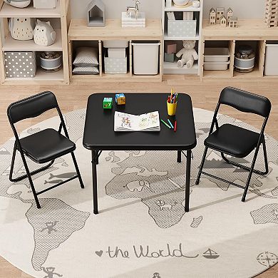 3-Piece Square Folding Card Table and Chairs Set for Kids, Portable Event Table