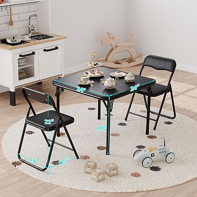 3-Piece Square Folding Card Table and Chairs Set for Kids, Portable Event Table