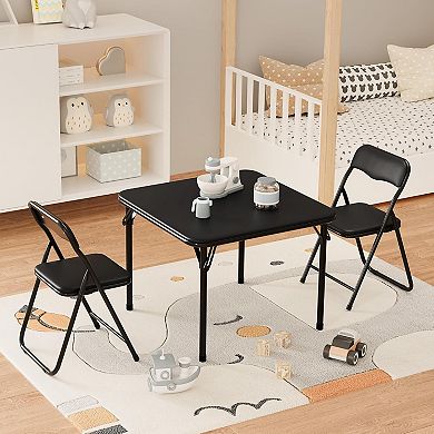 3-Piece Square Folding Card Table and Chairs Set for Kids, Portable Event Table
