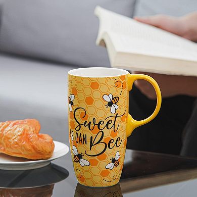 Coffee Ceramic Mug With Lid Bee Gift Box— Mother's Day Gift
