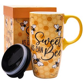 Coffee Ceramic Mug With Lid Bee Gift Box— Mother's Day Gift
