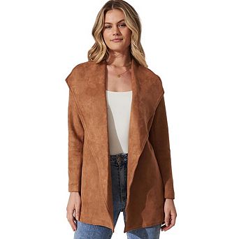 Women's Large Lapel Suede Long Sleeved Cardigan Jacket, Casual and Stylish Suit Jacket