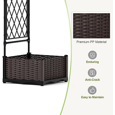 Garden Arbor with 2 Planter Boxes PE-Coated Metal Arch Trellis