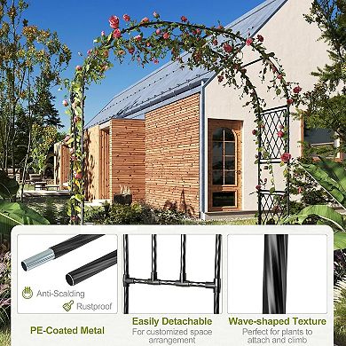 Garden Arbor with 2 Planter Boxes PE-Coated Metal Arch Trellis