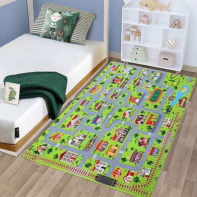 Polyester Rebound Cotton Hallway Bathroom Entryway Kitchen Office Foldable Street Printed Area Rug