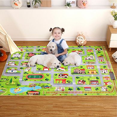 Polyester Rebound Cotton Hallway Bathroom Entryway Kitchen Office Foldable Street Printed Area Rug