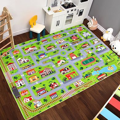 Polyester Rebound Cotton Hallway Bathroom Entryway Kitchen Office Foldable Street Printed Area Rug