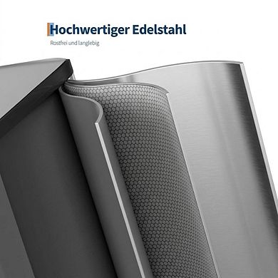 Stainless Steel Dual Compartment Trash Can. 2x15L Removable Buckets, Soft-Close Lid, Touchless pedal