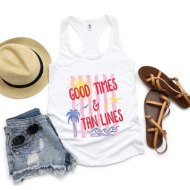 Good Times & Tan Lines Stripes - Women's Graphic Racerback Tank Top