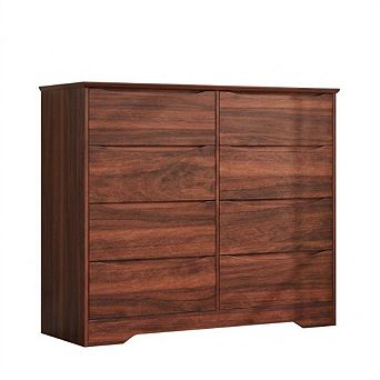 Spacious Deep Storage Wooden 8-Drawer Dresser for Bedroom, Tall Modern Chest Organizer with Wide Top