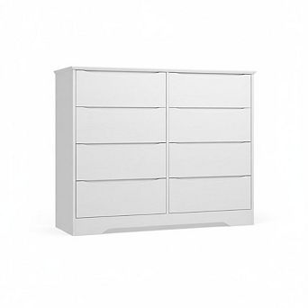 Spacious Deep Storage Wooden 8-Drawer Dresser for Bedroom, Tall Modern Chest Organizer with Wide Top