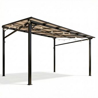 Wall Mounted Hardtop Gazebo, Sloped Polycarbonate Roof, Heavy Duty Aluminum Frame