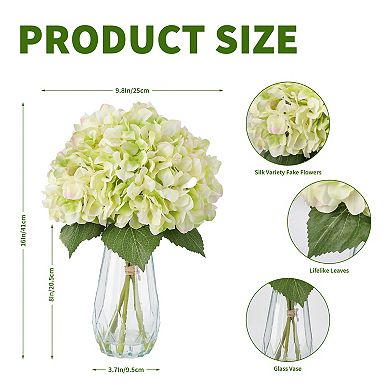 Real Touch Artificial Hydrangea Flowers, Lifelike Pink Silk Bouquet with Stems