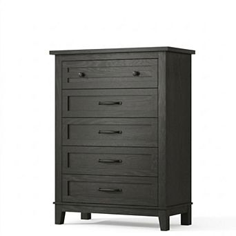 5-Drawer Tall Vertical Dresser with Large Storage, Wooden Chest for Bedroom Living Room