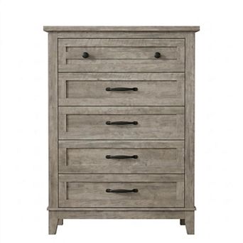 5-Drawer Tall Vertical Dresser with Large Storage, Wooden Chest for Bedroom Living Room
