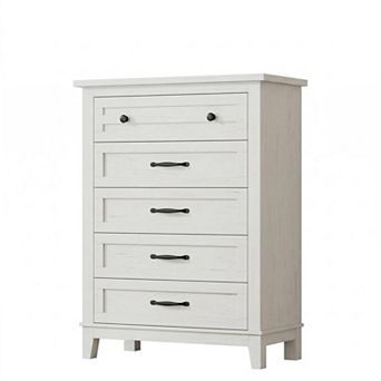 5-Drawer Tall Vertical Dresser with Large Storage, Wooden Chest for Bedroom Living Room