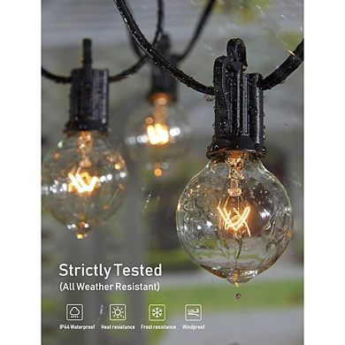 Outdoor LED String Lights, Waterproof Connectable G40 Globe Patio Lights, E12 Base