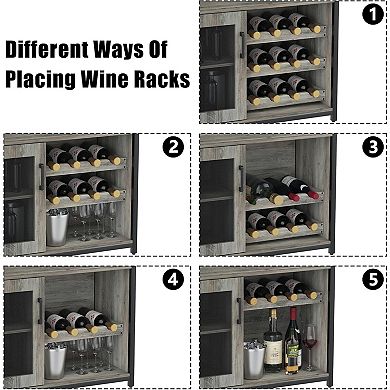 Wine Bar Cabinet for Kitchen & Living Room, Buffet Cabinet with Wine Rack and Storage Space