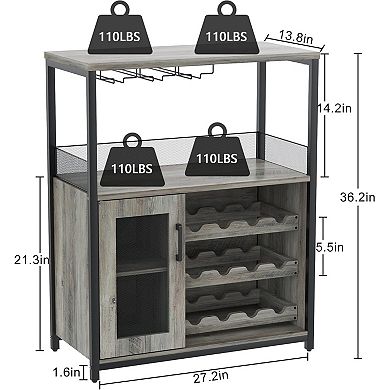 Wine Bar Cabinet for Kitchen & Living Room, Buffet Cabinet with Wine Rack and Storage Space