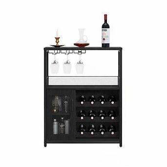 Wine Bar Cabinet for Kitchen & Living Room, Buffet Cabinet with Wine Rack and Storage Space