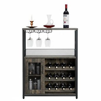 Wine Bar Cabinet for Kitchen & Living Room, Buffet Cabinet with Wine Rack and Storage Space