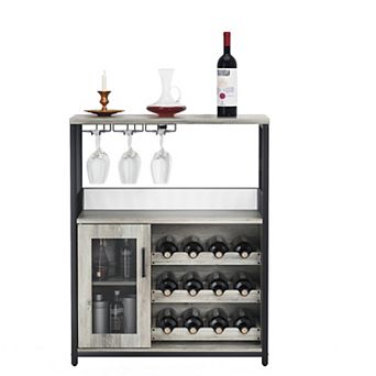 Wine Bar Cabinet for Kitchen & Living Room, Buffet Cabinet with Wine Rack and Storage Space