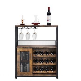 Wine Bar Cabinet for Kitchen & Living Room, Buffet Cabinet with Wine Rack and Storage Space