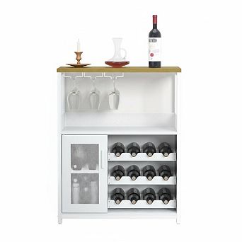 Wine Bar Cabinet for Kitchen & Living Room, Buffet Cabinet with Wine Rack and Storage Space