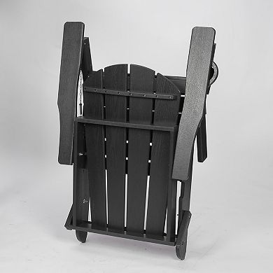Eazegath Outdoor HDPE Material Folding Adirondack Chair with Dual Cup Holder