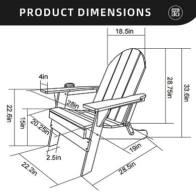 Eazegath Outdoor HDPE Material Folding Adirondack Chair with Dual Cup Holder