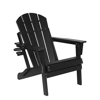 Eazegath Outdoor HDPE Material Folding Adirondack Chair with Dual Cup Holder