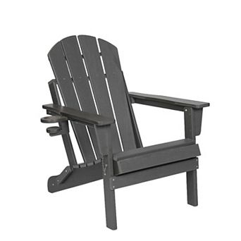 Eazegath Outdoor HDPE Material Folding Adirondack Chair with Dual Cup Holder