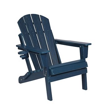 Eazegath Outdoor HDPE Material Folding Adirondack Chair with Dual Cup Holder