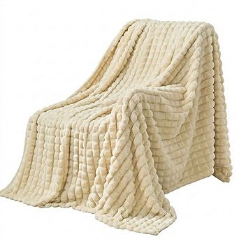 Checkered Throw Blanket Soft Warm Fluffy Fleece Plush Cozy Room Decor Blanket
