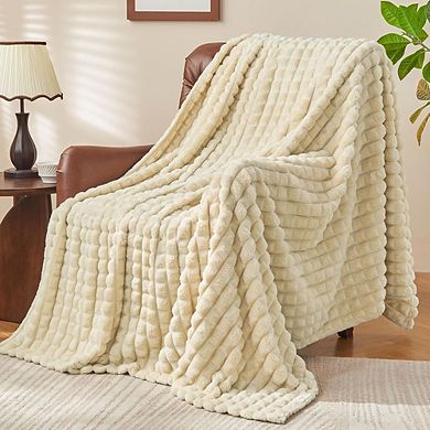 Checkered Throw Blanket Soft Warm Fluffy Fleece Plush Cozy Room Decor Blanket