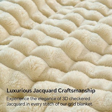 Checkered Throw Blanket Soft Warm Fluffy Fleece Plush Cozy Room Decor Blanket
