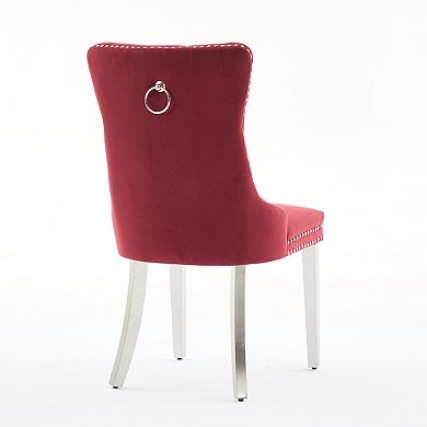 Pnronnc Velvet Upholstered Dining Chairs Button Tufted Wingback Chairs with Nailhead Trim
