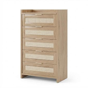 5 Drawers Dresser, 46 Inch Tall Boho Dresser, Chest of Drawers, Clothes Storage Cabinet