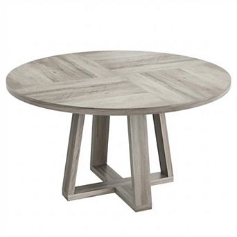 47" Round Farmhouse Kitchen Table for 4-6 People,Wood Table for Apartment, Living Room&Dining Area
