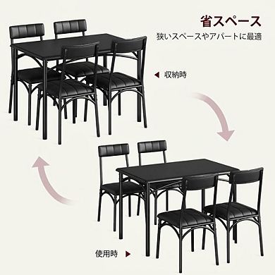 5-Piece Dining Table Set for 4, Sturdy Steel Frame Dining Table and Upholstered Chairs