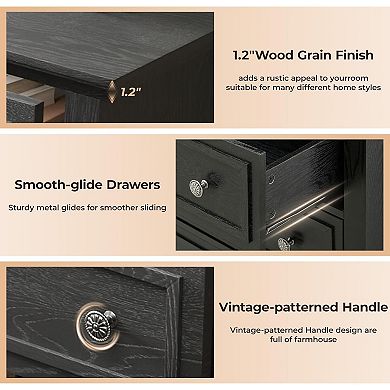 Spacious Storage Solution 5 Drawer Dresser, Tall Modern Wooden Chest with Wide Deep Drawers